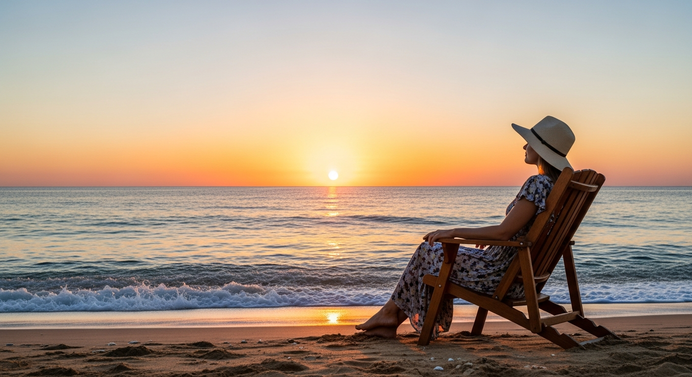 Mulher relaxando e aproveitando a pele bronzeada